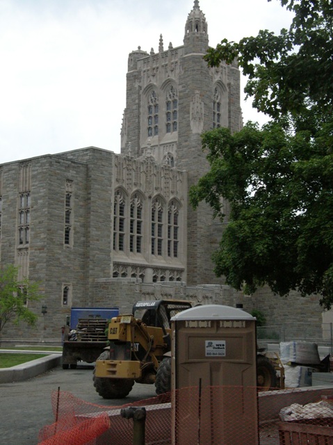 Princeton Chapel with nearby construction